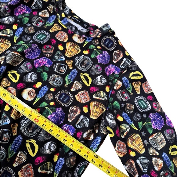 HUDSON Rare Mens Championship Ring Print All Over Crewneck Sweatshirt Size 2X - Picture 3 of 4